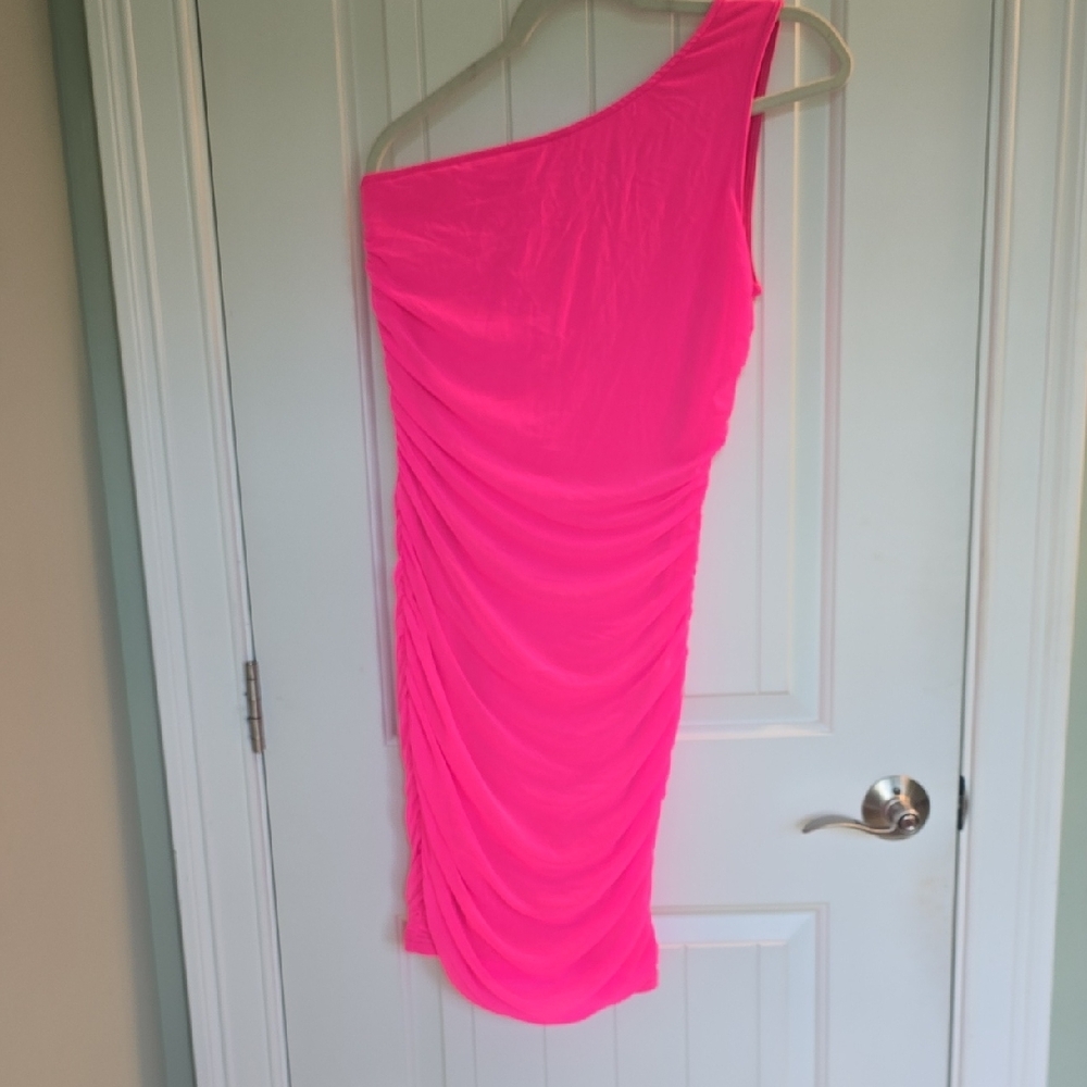 Elegant Pink One Shoulder Dress